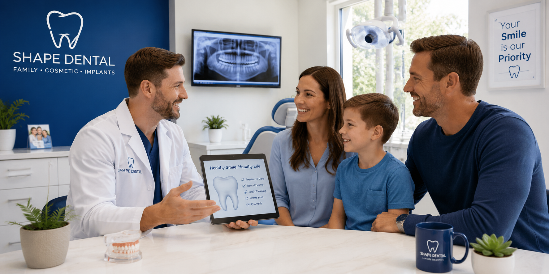 Family consulting with a Dentist Sun City Georgetown TX about preventive dental care