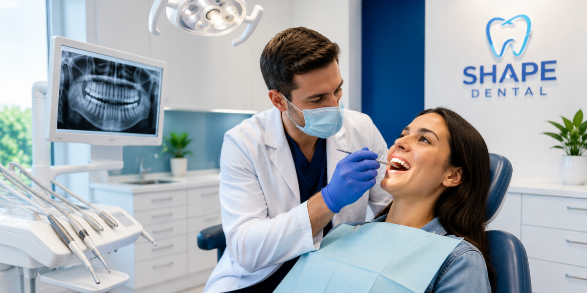 Routine dental examination at Shape Dental in Georgetown TX