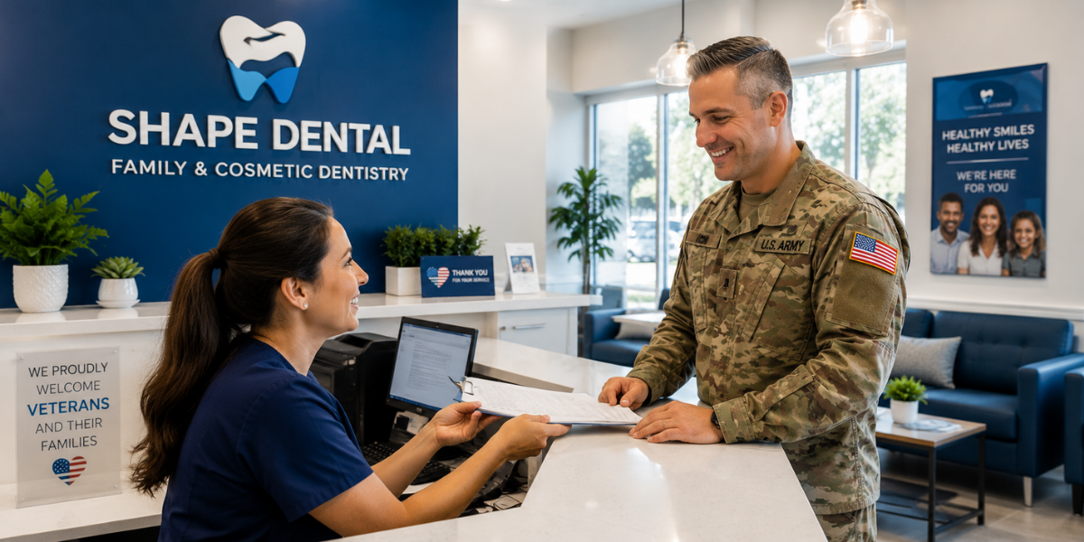 VA Dentist Georgetown TX: Complete Guide to VA Dental Benefits & Family Dental Care 1 Veteran visiting Shape Dental for VA dental benefits in Georgetown TX